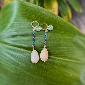 Elegant Gold and Blue Shell Earrings